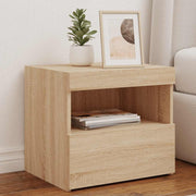 sengebord med LED-lys 50x40x45 cm sonoma-eg