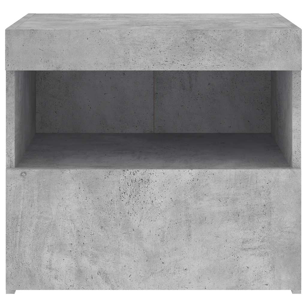 sengeborde 2 stk. med LED-lys 50x40x45 cm betongrå