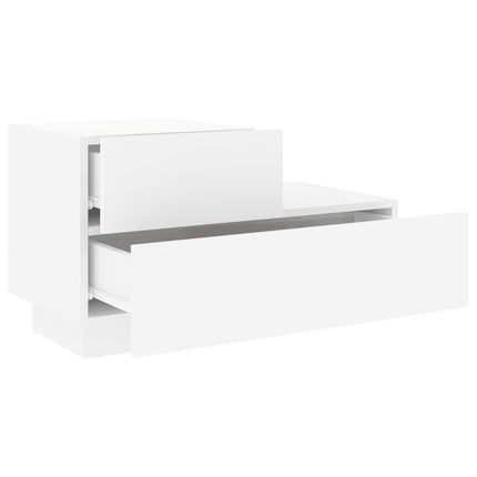 sengebord med LED-lys 70x36x40,5 cm hvid