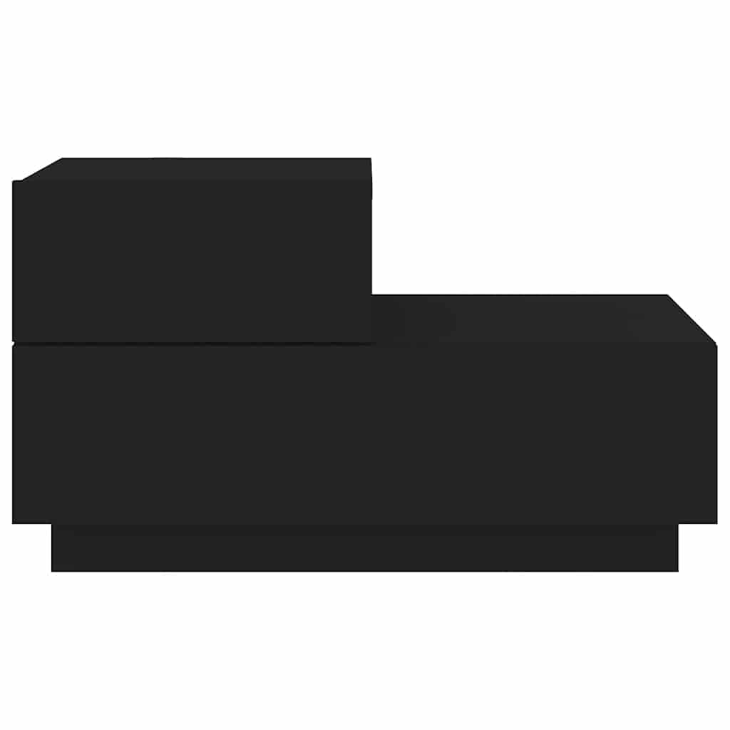 sengebord med LED-lys 70x36x40,5 cm sort