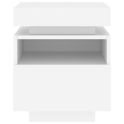 sengeborde 2 stk. med LED-lys 40x39x48,5 cm hvid