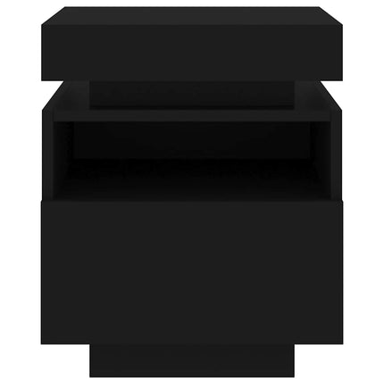 sengeborde 2 stk. med LED-lys 40x39x48,5 cm sort