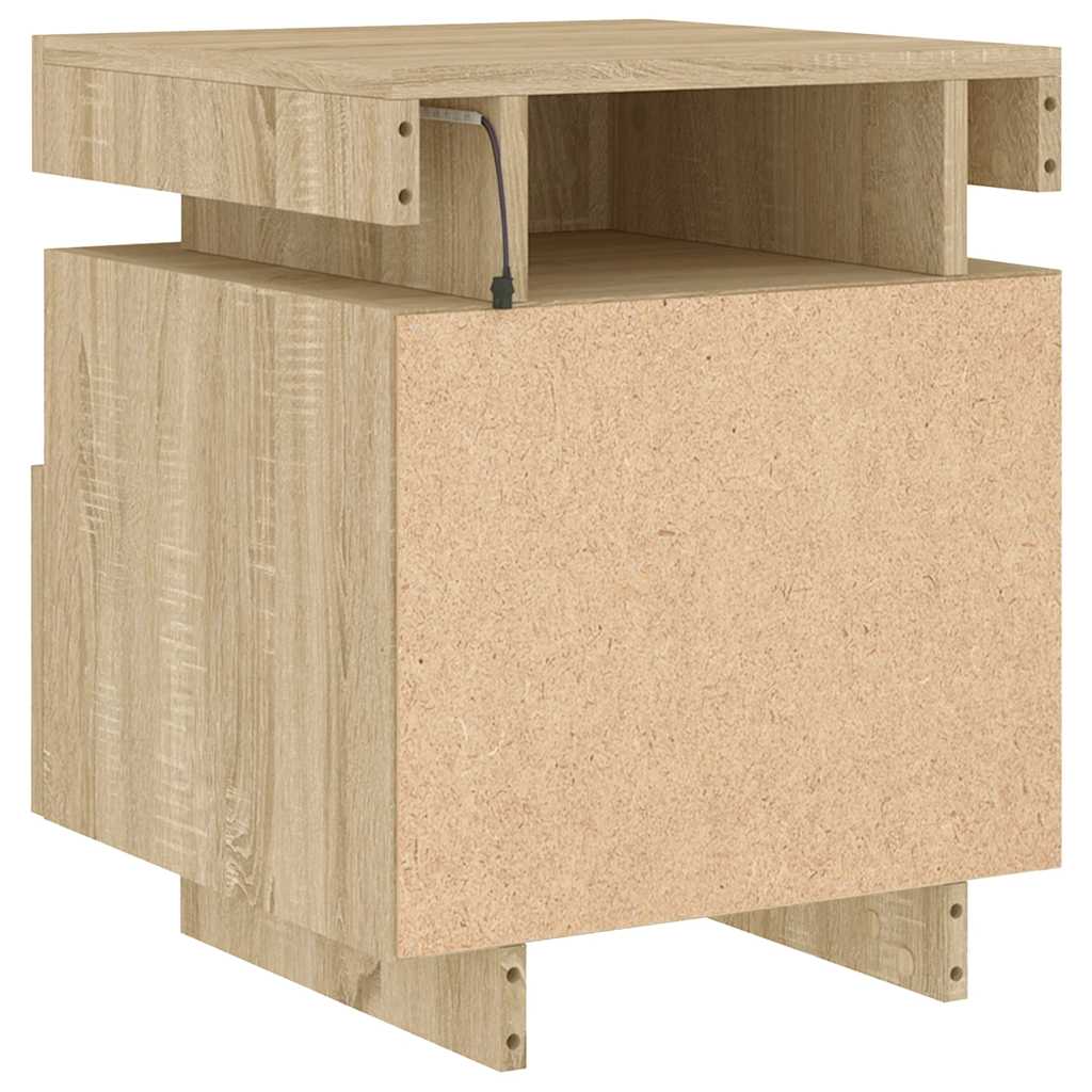 sengebord med LED-lys 40x39x48,5 cm sonoma-eg