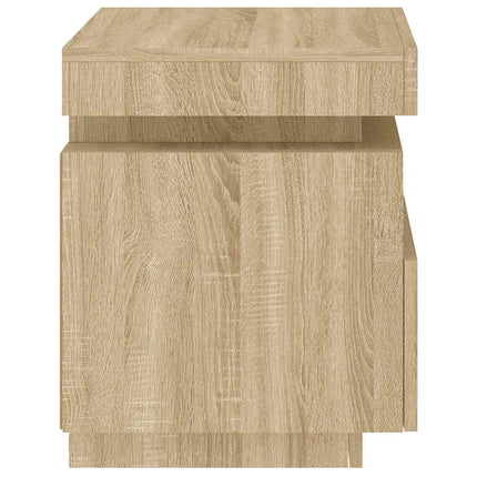 sengeborde 2 stk. med LED-lys 40x39x48,5 cm sonoma-eg
