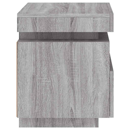 sengebord med LED-lys 40x39x48,5 cm grå sonoma-eg