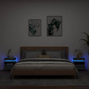sengeborde 2 stk. med LED-lys 40x39x48,5 cm grå sonoma-eg