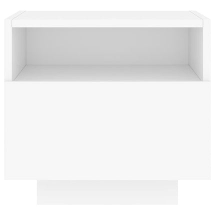 sengebord med LED-lys 40x39x37 cm hvid