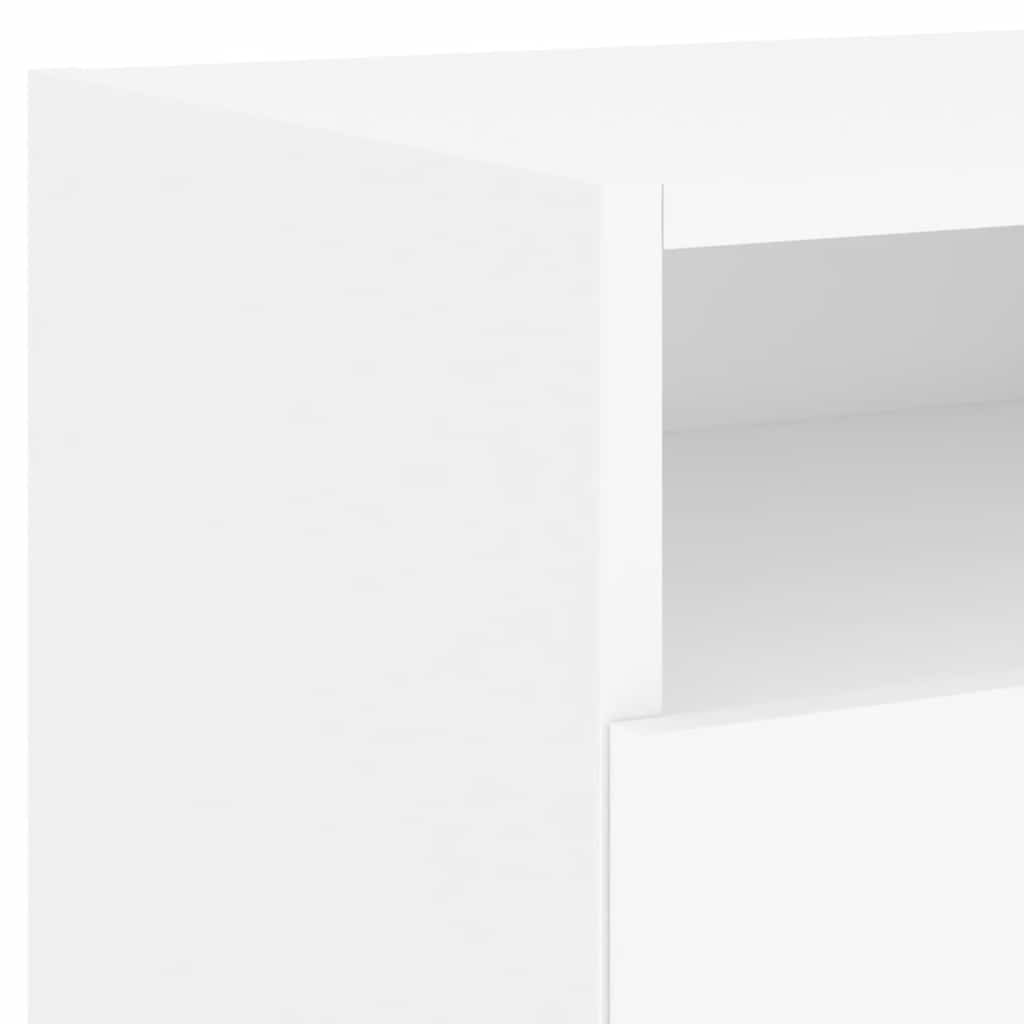 sengebord med LED-lys 40x39x37 cm hvid