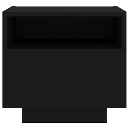 sengebord med LED-lys 40x39x37 cm sort