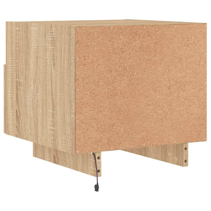 sengebord med LED-lys 40x39x37 cm sonoma-eg