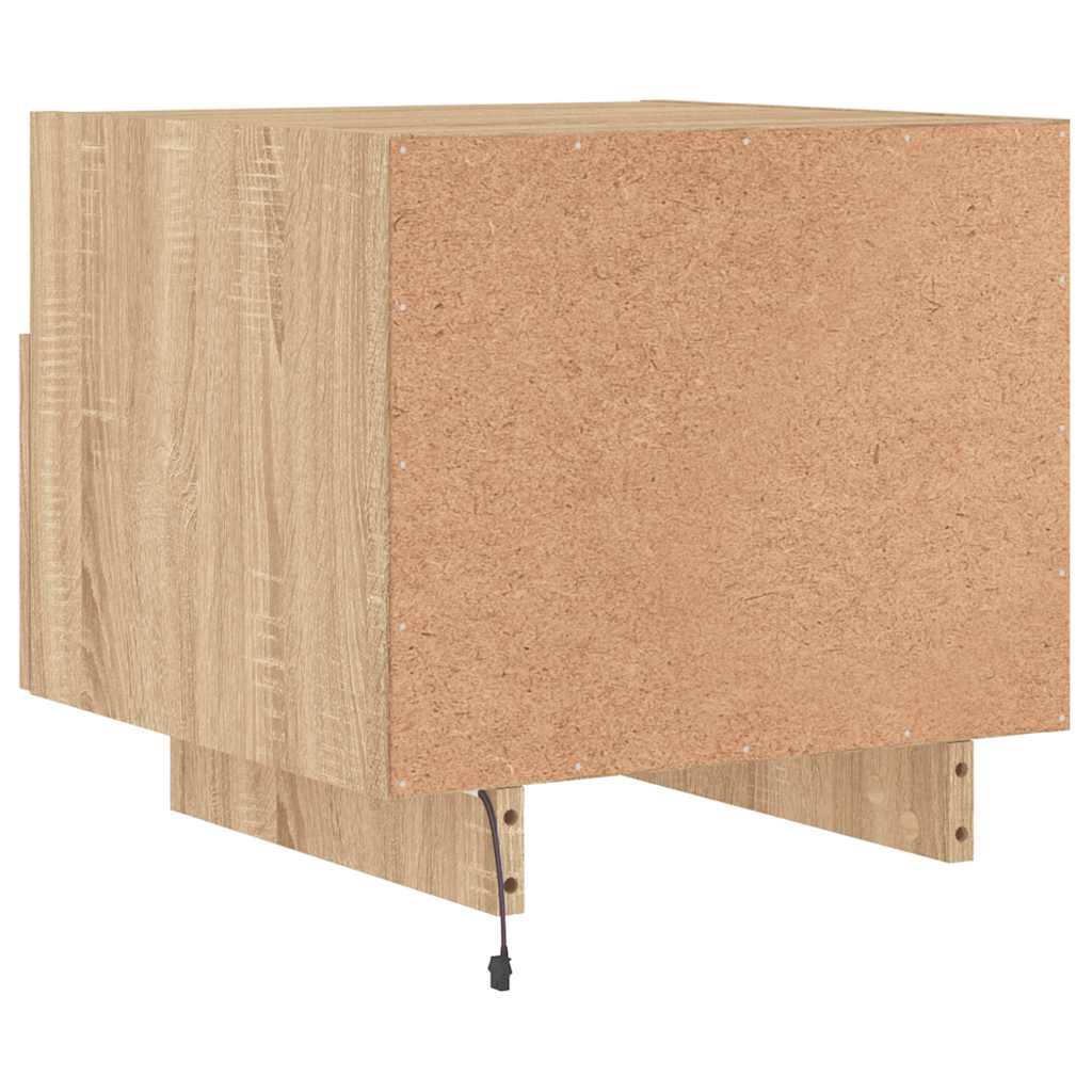 sengebord med LED-lys 40x39x37 cm sonoma-eg