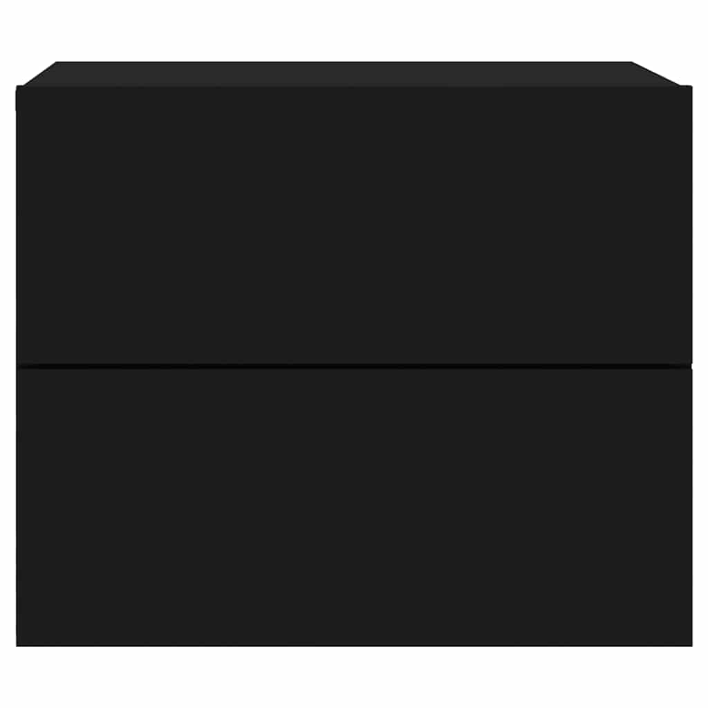 væghængt sengebord med LED-lys sort