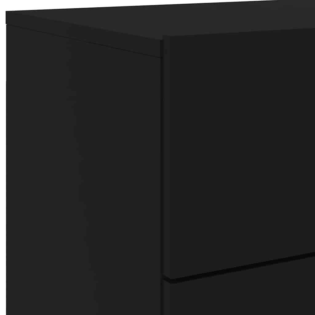 væghængte sengeborde 2 stk. med LED-lys sort