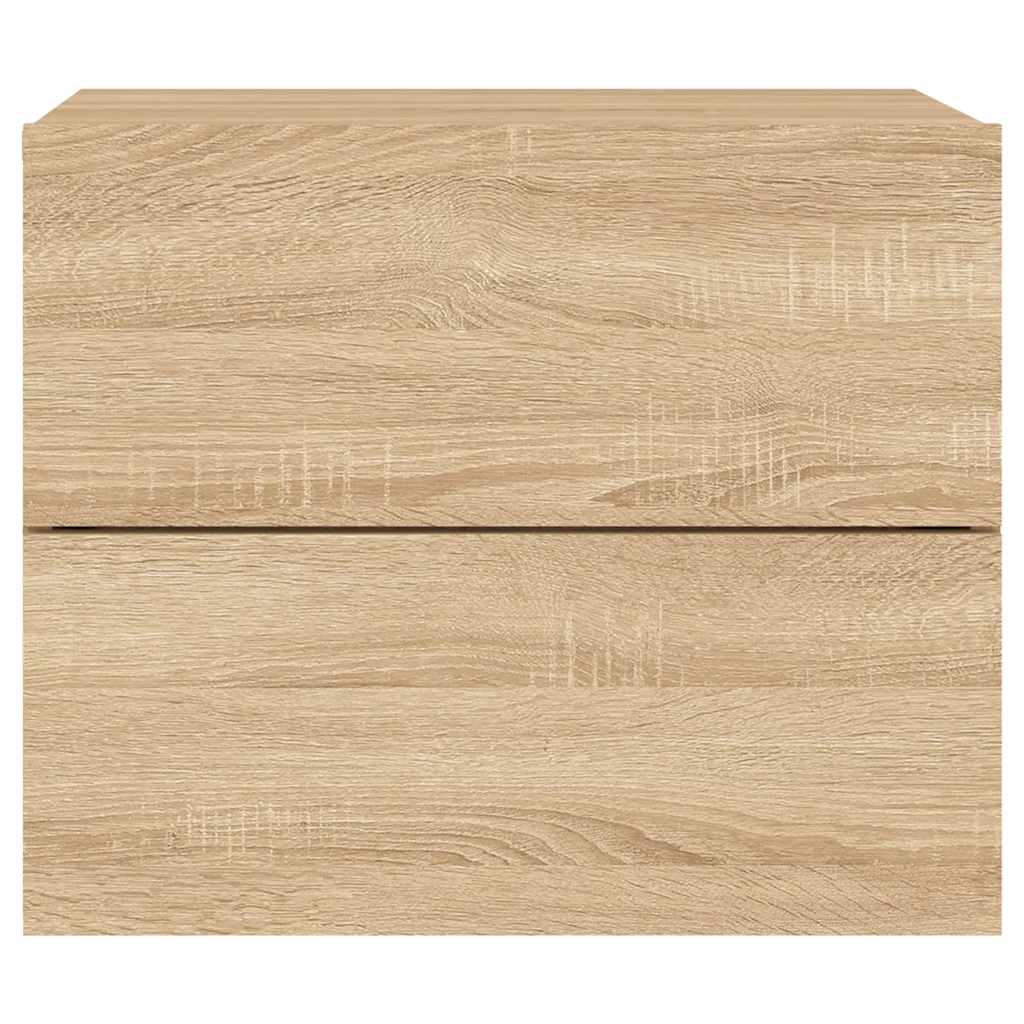 væghængt sengebord med LED-lys sonoma-eg