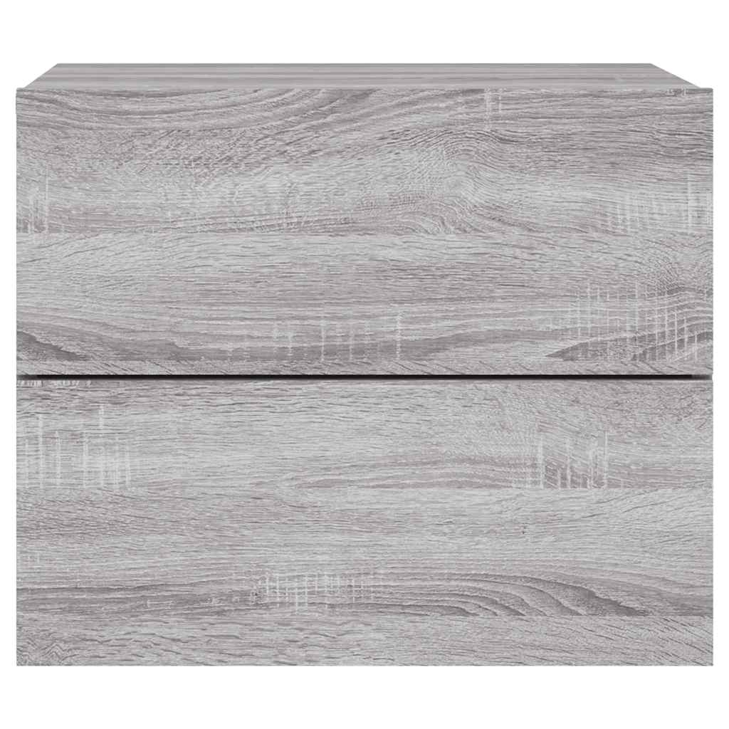 væghængt sengebord med LED-lys grå sonoma-eg