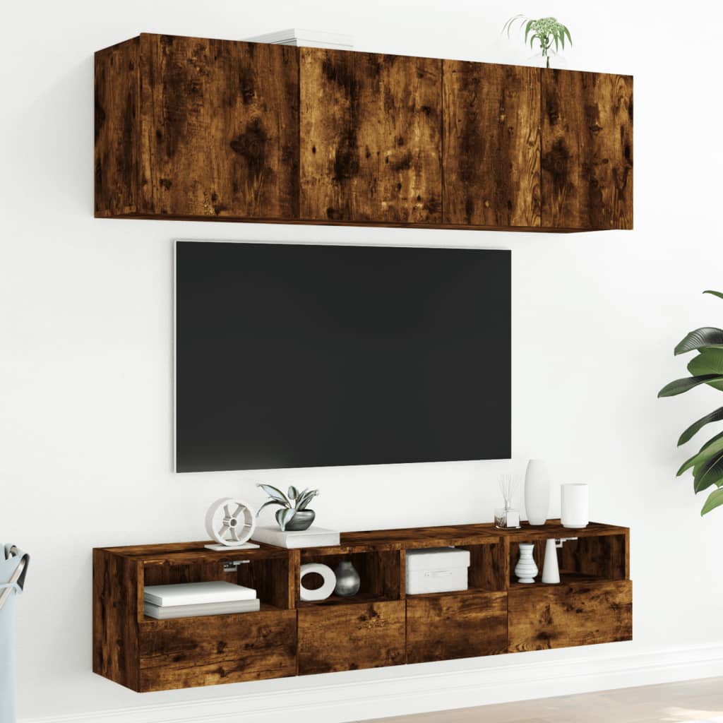 væghængt tv-bord 40x30x30 cm konstrueret træ røget sonoma-eg