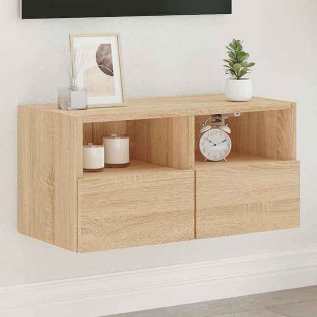 væghængt tv-bord 60x30x30 cm konstrueret træ sonoma-eg