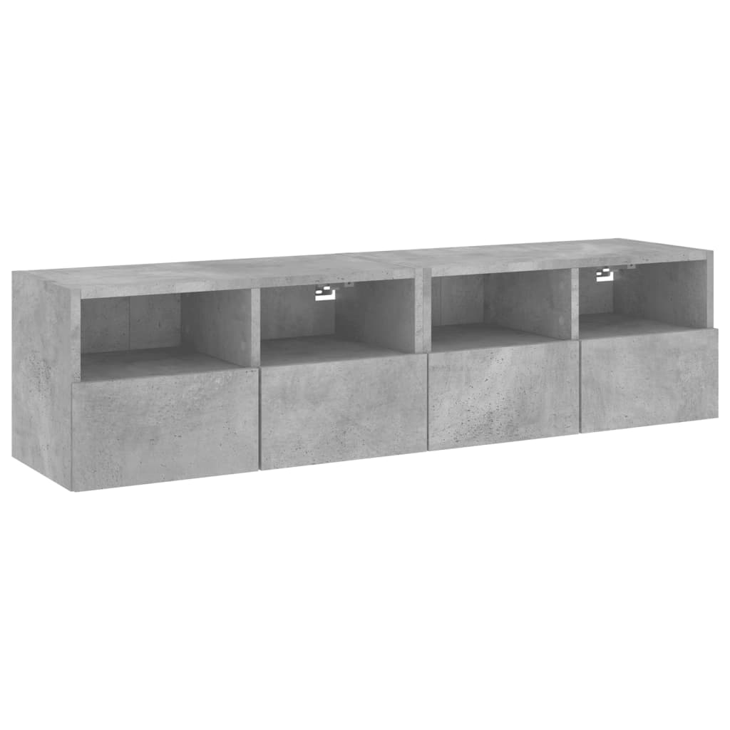væghængte tv-borde 2 stk. 60x30x30 cm konstrueret træ betongrå