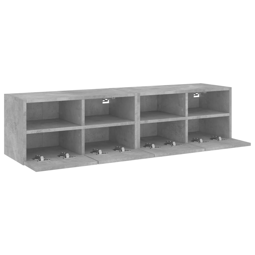 væghængte tv-borde 2 stk. 60x30x30 cm konstrueret træ betongrå