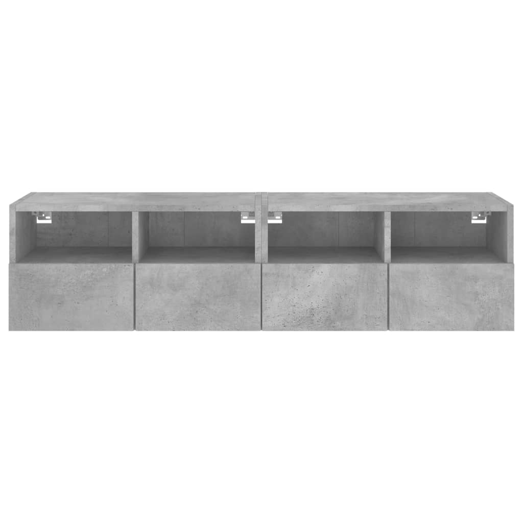 væghængte tv-borde 2 stk. 60x30x30 cm konstrueret træ betongrå