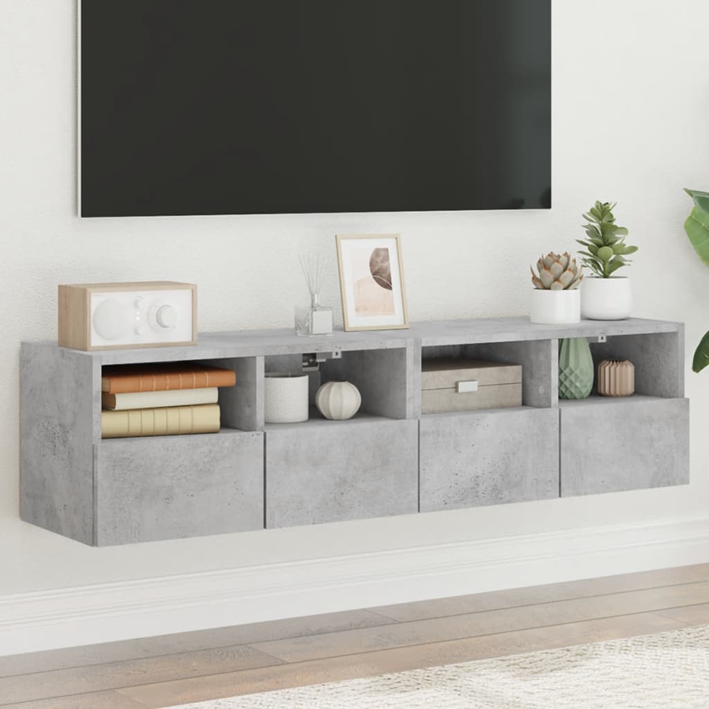 væghængte tv-borde 2 stk. 60x30x30 cm konstrueret træ betongrå