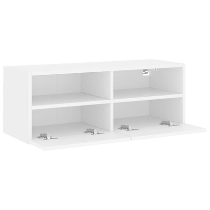 væghængt tv-bord 80x30x30 cm konstrueret træ hvid