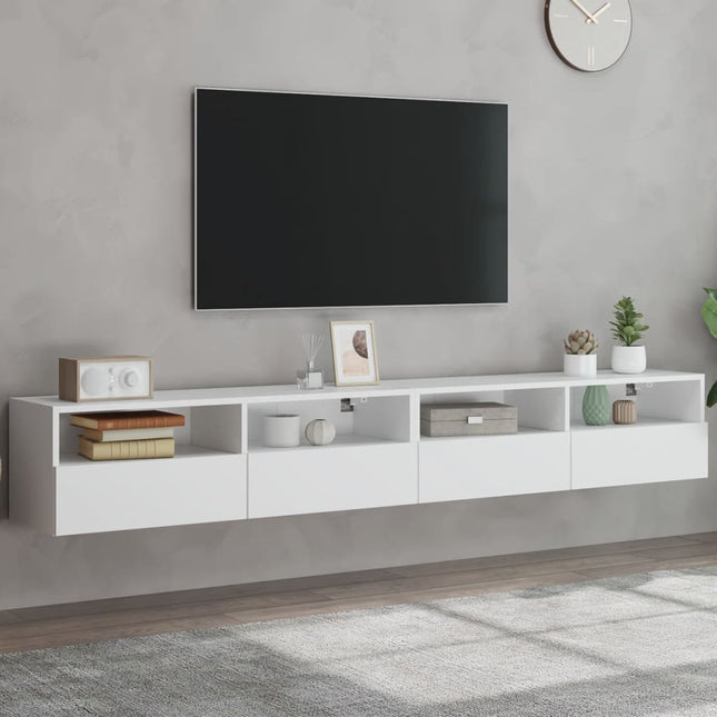 væghængte tv-borde 2 stk. 100x30x30 cm konstrueret træ hvid