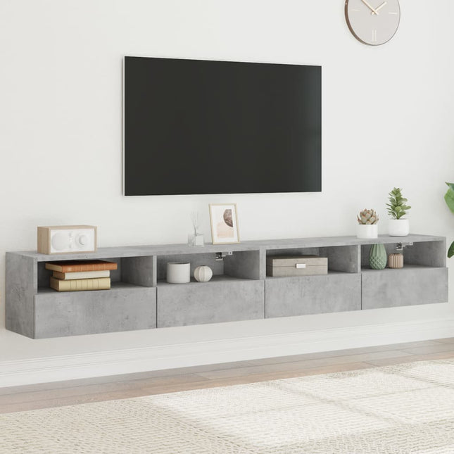 væghængte tv-borde 2 stk. 100x30x30 cm konstrueret træ betongrå