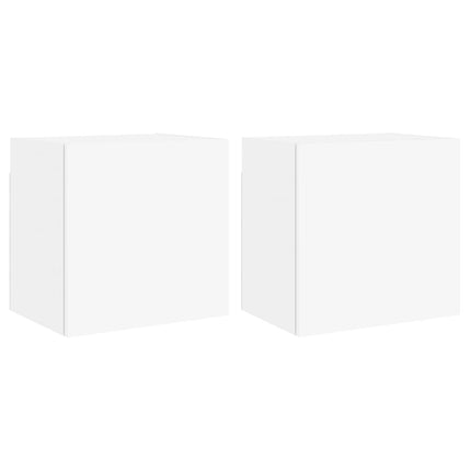 væghængte tv-borde 2 stk. 40,5x30x40 cm konstrueret træ hvid