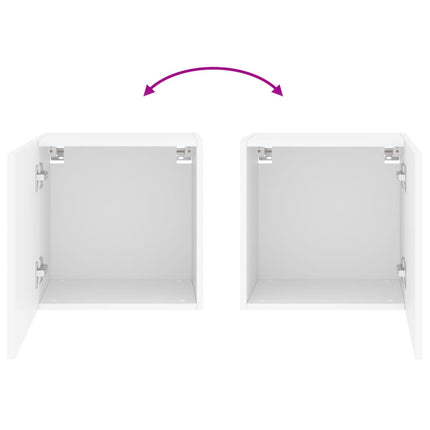 væghængte tv-borde 2 stk. 40,5x30x40 cm konstrueret træ hvid