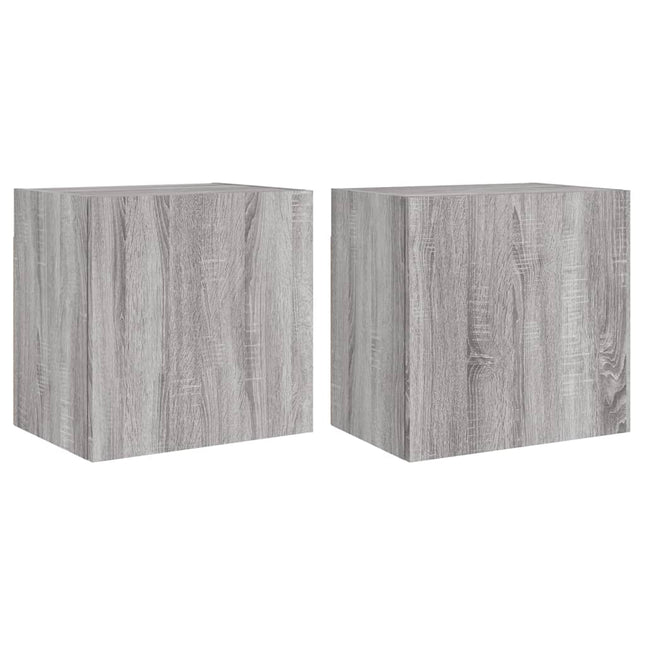 tv-bord til væg 2 stk. 40,5x30x40 cm konstrueret træ grå sonoma