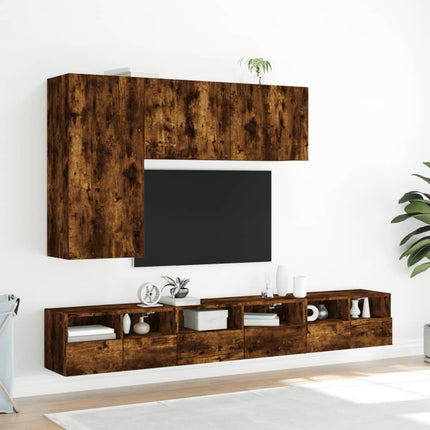 væghængt tv-bord 100x30x41 cm røget egetræsfarve