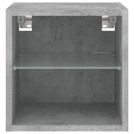 væghængt tv-bord med LED-lys 30x28,5x30 cm betongrå