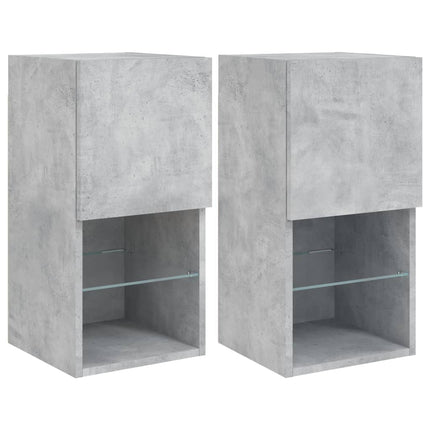 tv-borde med LED-lys 2 stk. 30,5x30x60 cm betongrå
