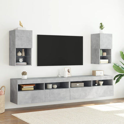 tv-borde med LED-lys 2 stk. 30,5x30x60 cm betongrå