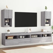 tv-borde 2 stk. med LED-lys 30,5x30x60 cm grå sonoma-eg
