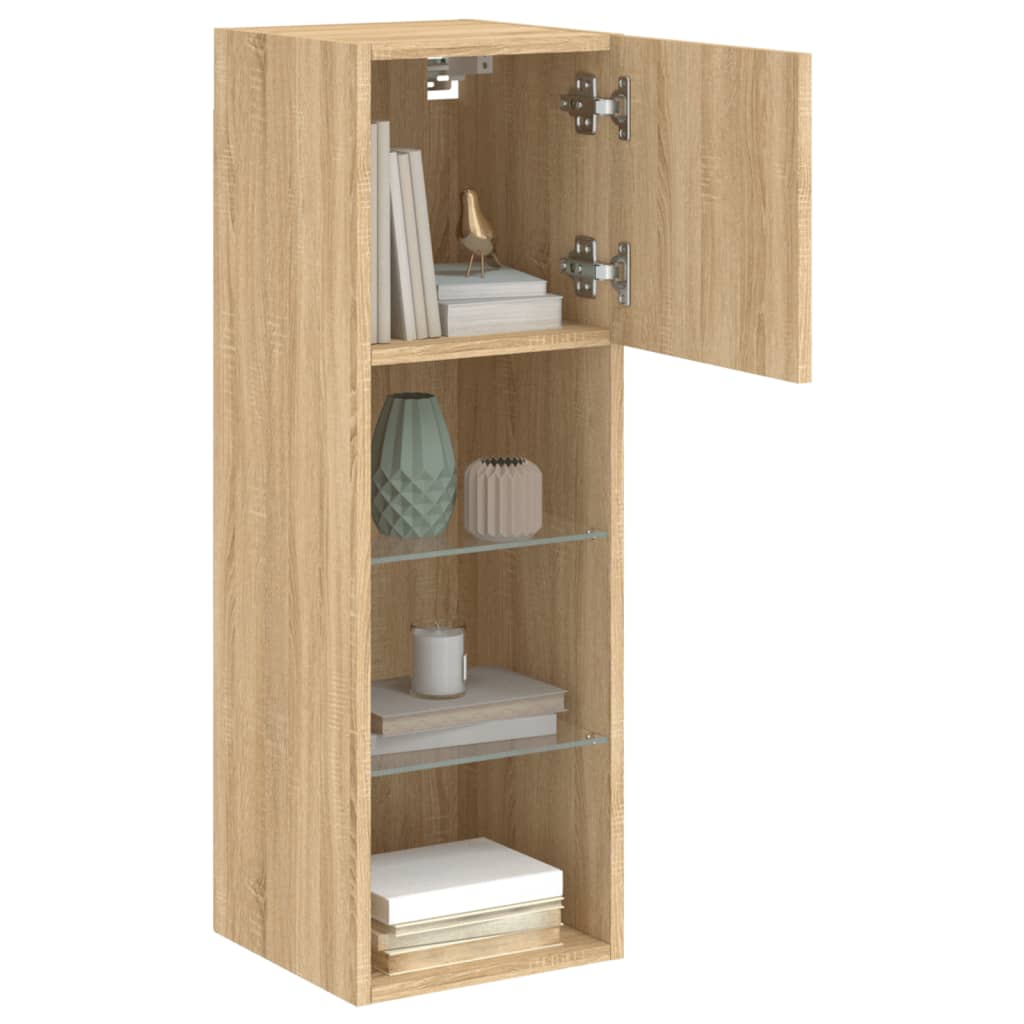 tv-bord med LED-lys 30,5x30x90 cm sonoma-eg