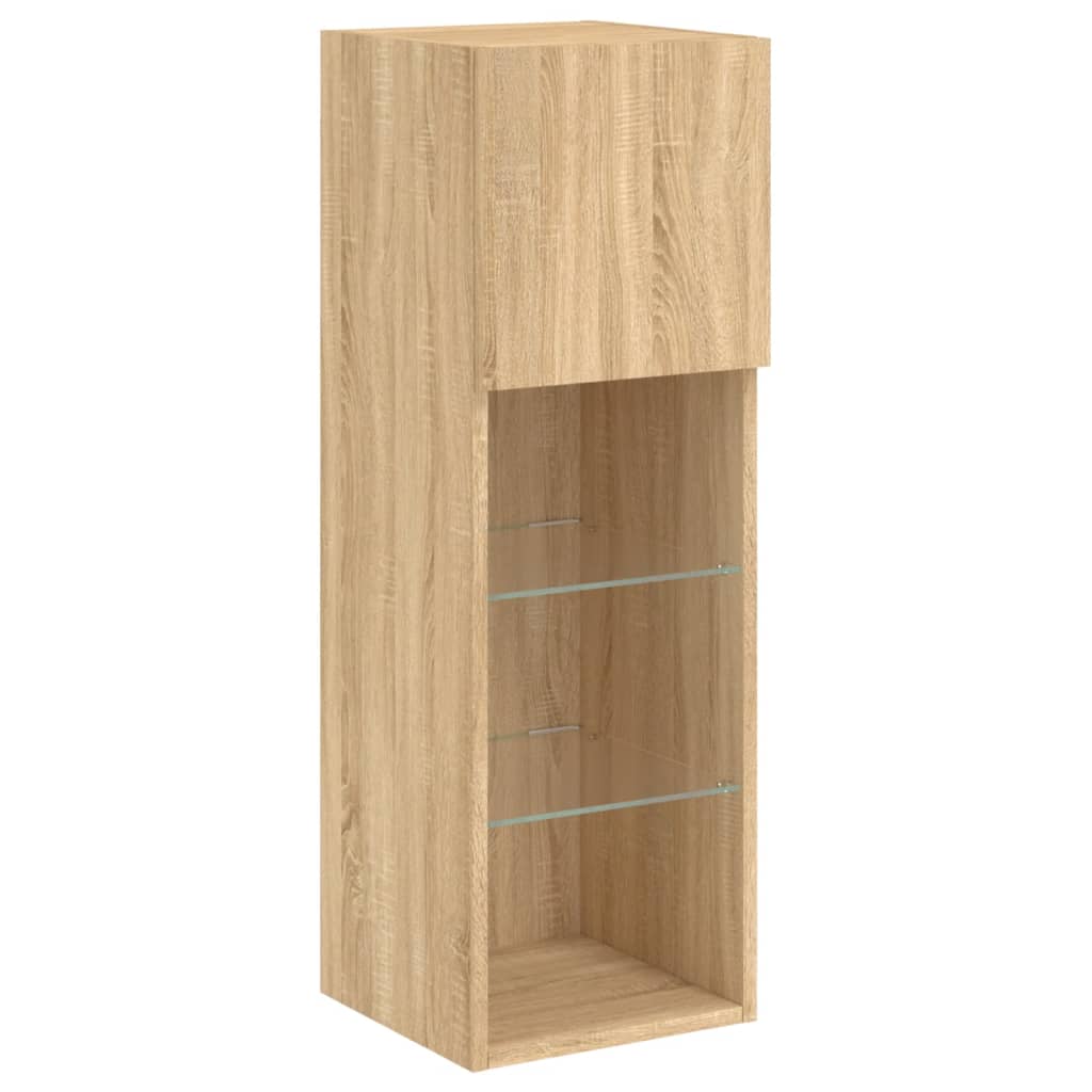 tv-bord med LED-lys 30,5x30x90 cm sonoma-eg