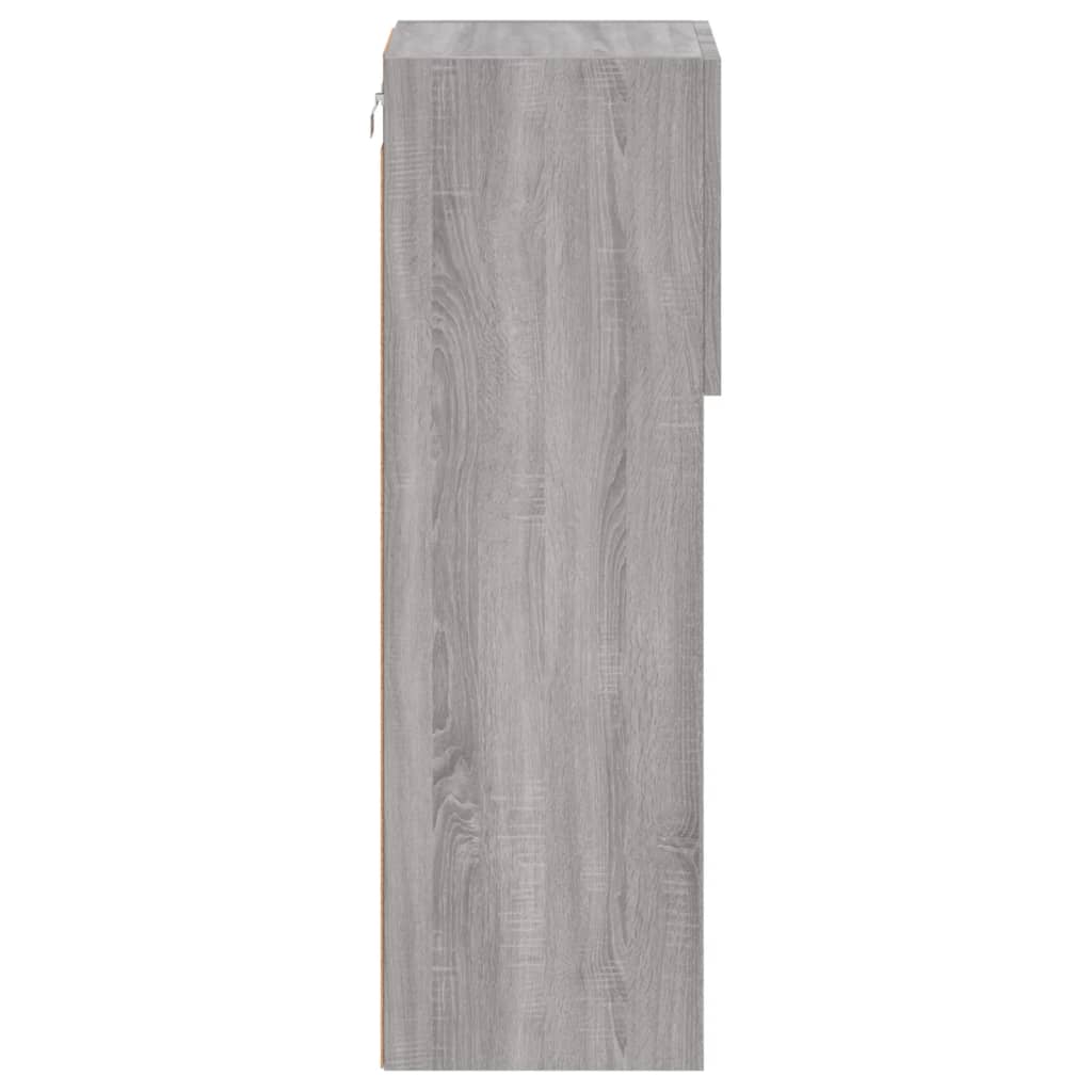 tv-borde 2 stk. med LED-lys 30,5x30x90 cm grå sonoma-eg