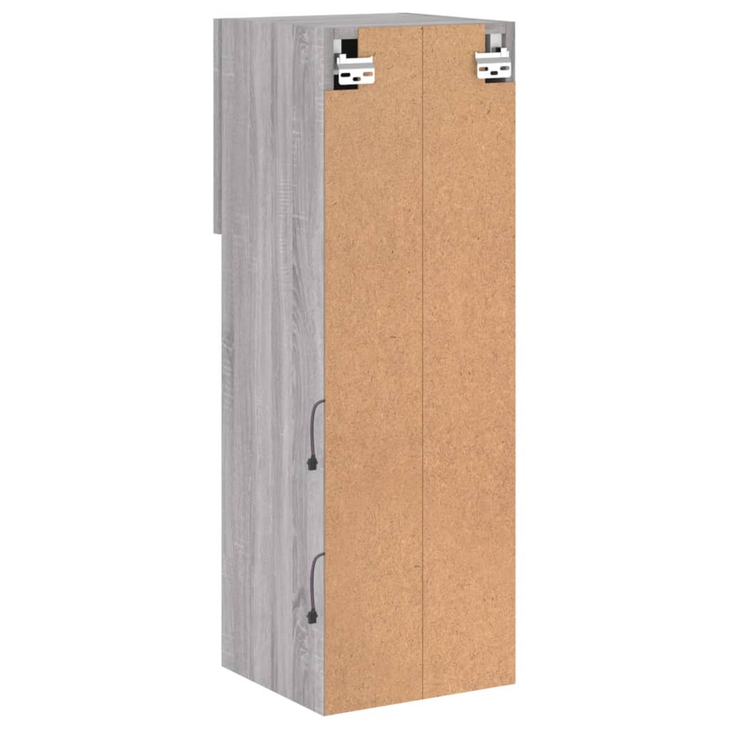 tv-borde 2 stk. med LED-lys 30,5x30x90 cm grå sonoma-eg