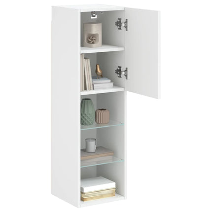 tv-borde 2 stk. med LED-lys 30,5x30x102 cm hvid
