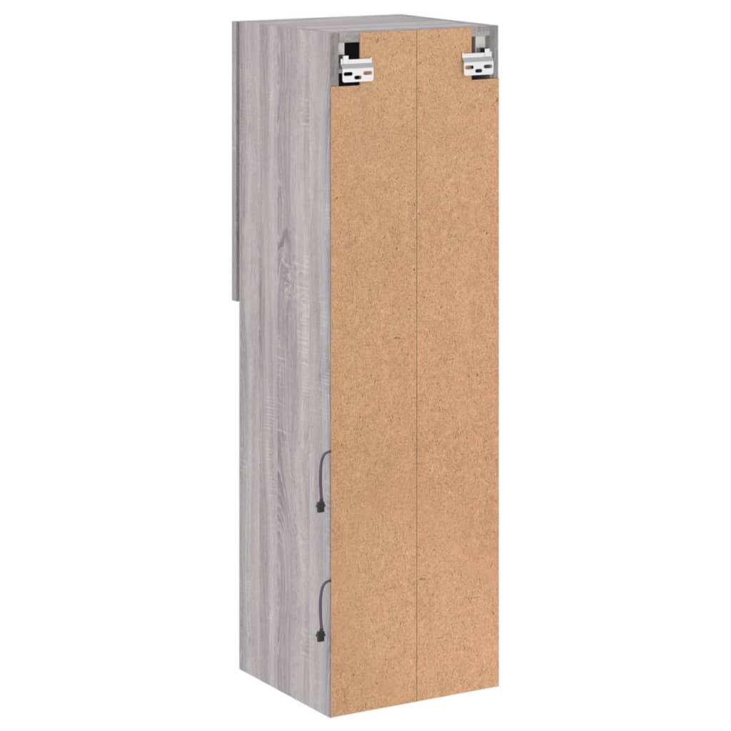 tv-bord med LED-lys 30,5x30x102 cm grå sonoma-eg