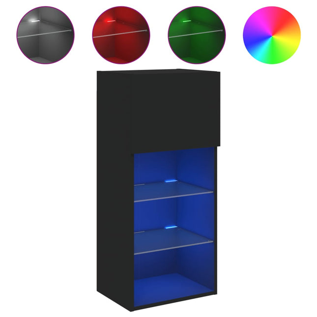 tv-bord med LED-lys 40,5x30x60 cm sort