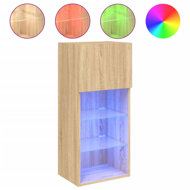 tv-bord med LED-lys 40,5x30x60 cm sonoma-eg
