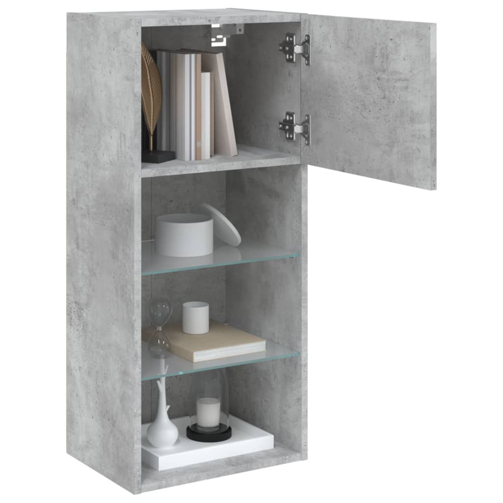 tv-borde med LED-lys 2 stk. 40,5x30x90 cm betongrå