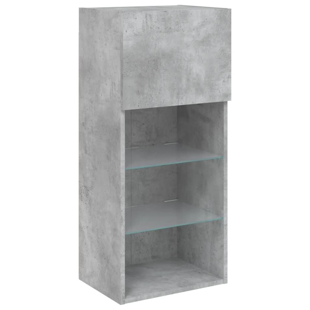 tv-borde med LED-lys 2 stk. 40,5x30x90 cm betongrå