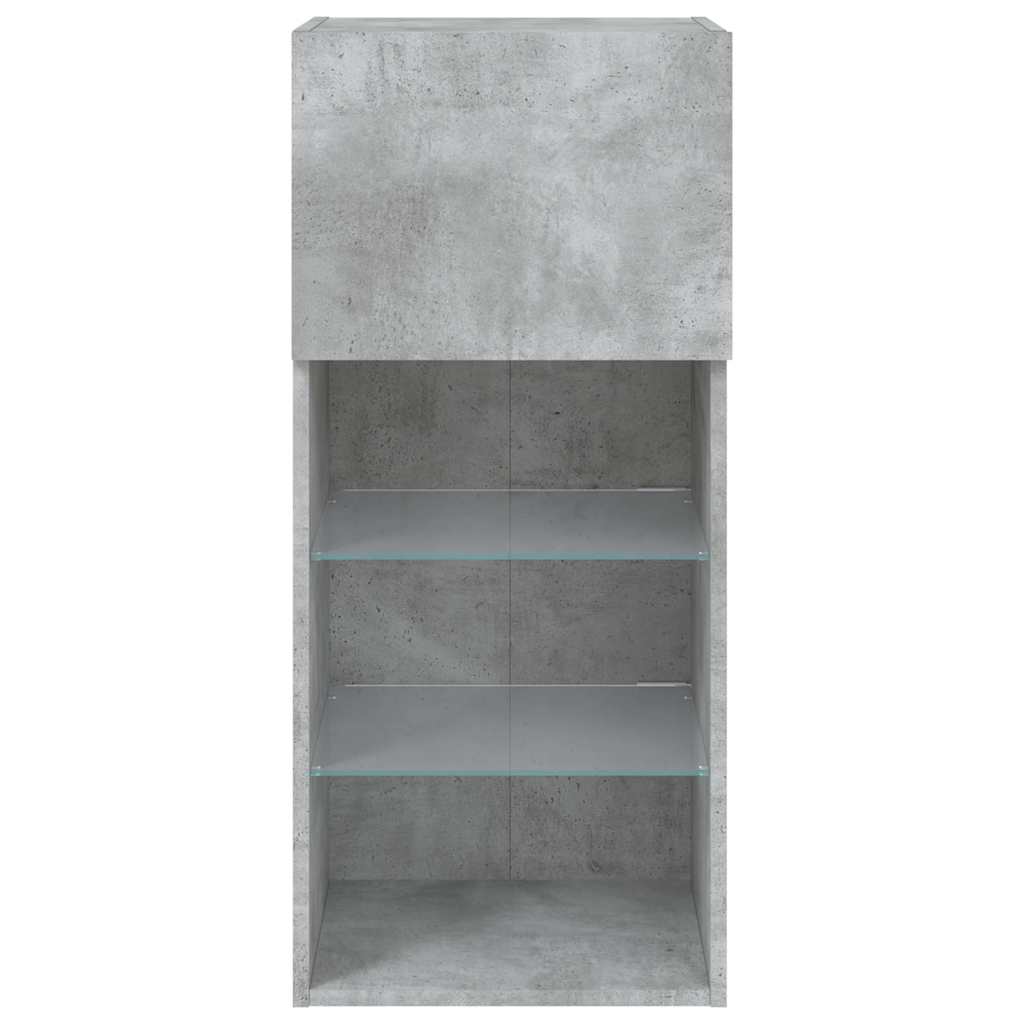 tv-borde med LED-lys 2 stk. 40,5x30x90 cm betongrå