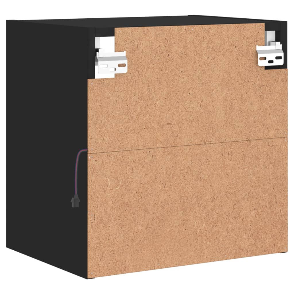 sengebord med LED-lys væghængt sort