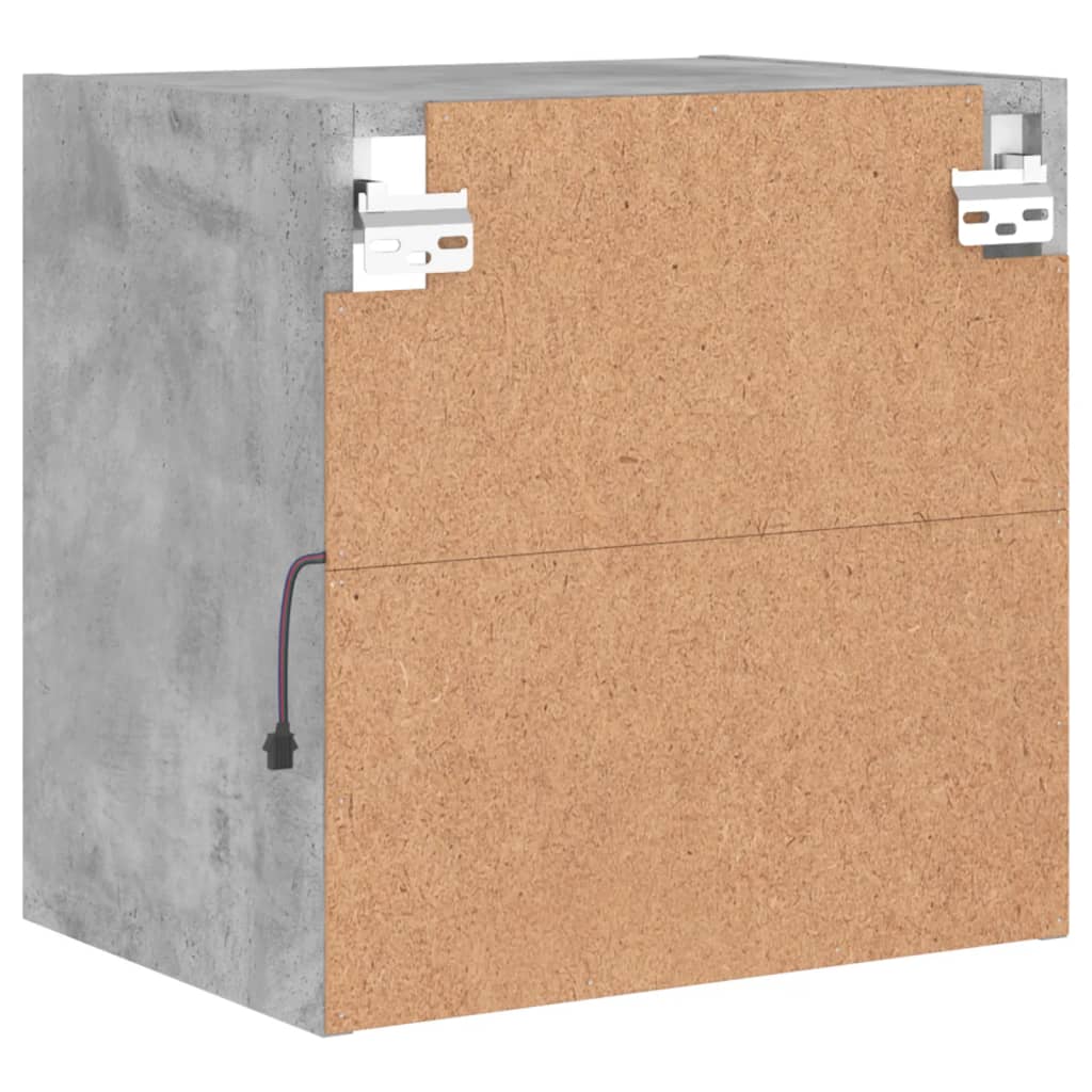 sengebord med LED-lys væghængt betongrå