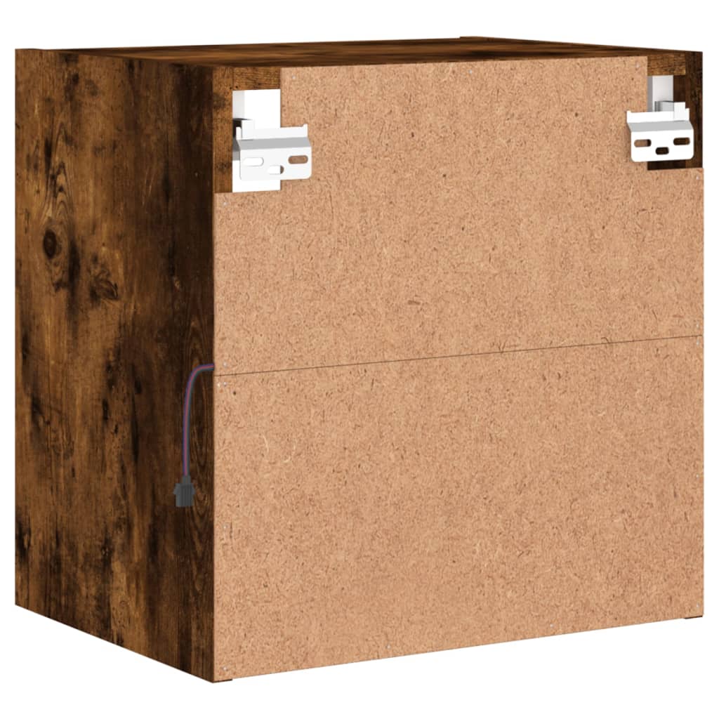 sengebord med LED-lys røget egetræsfarve